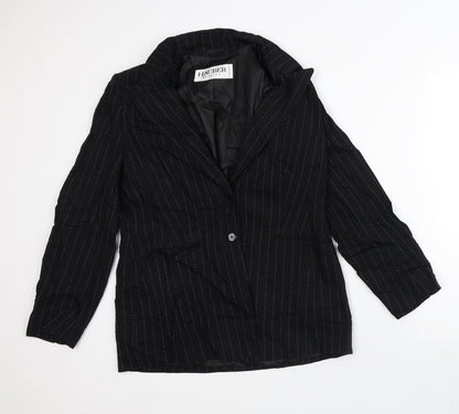 Hauber Womens Black Striped  Jacket Blazer Size 12