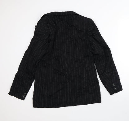 Hauber Womens Black Striped  Jacket Blazer Size 12