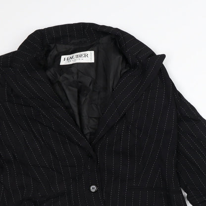 Hauber Womens Black Striped  Jacket Blazer Size 12
