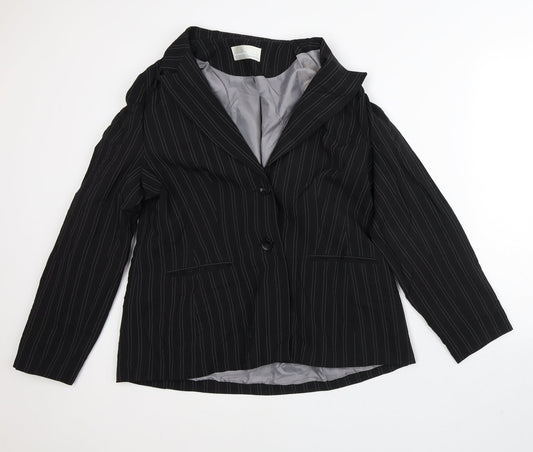 AMARANTO Womens Black Striped  Jacket Blazer Size 18
