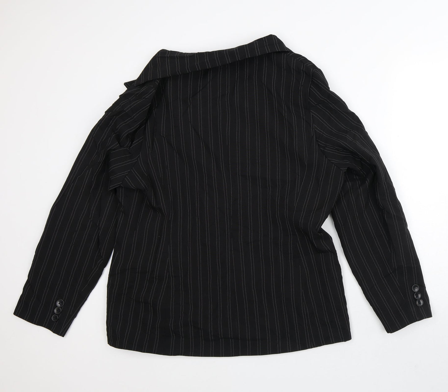 AMARANTO Womens Black Striped  Jacket Blazer Size 18