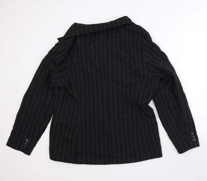 AMARANTO Womens Black Striped  Jacket Blazer Size 18