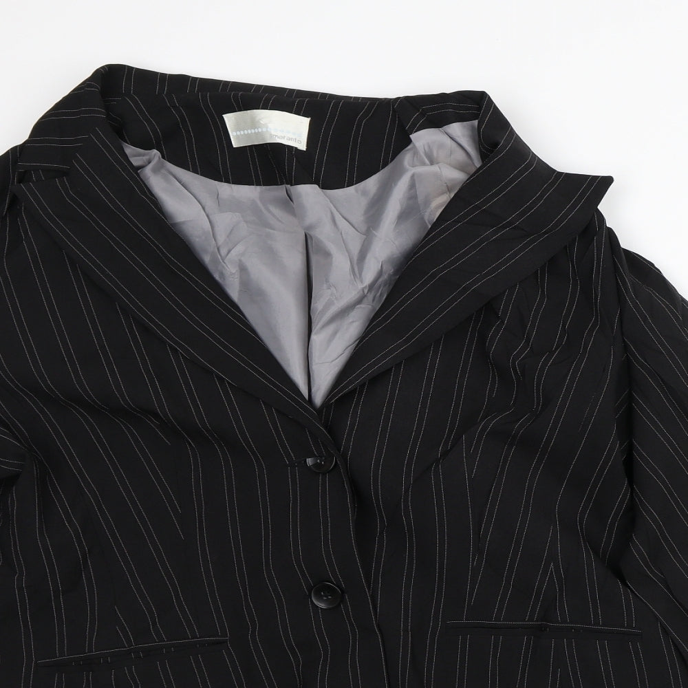 AMARANTO Womens Black Striped  Jacket Blazer Size 18
