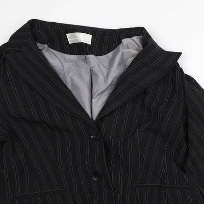AMARANTO Womens Black Striped  Jacket Blazer Size 18