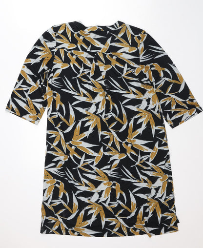 Together Womens Black Geometric Polyester T-Shirt Dress  Size 14  V-Neck