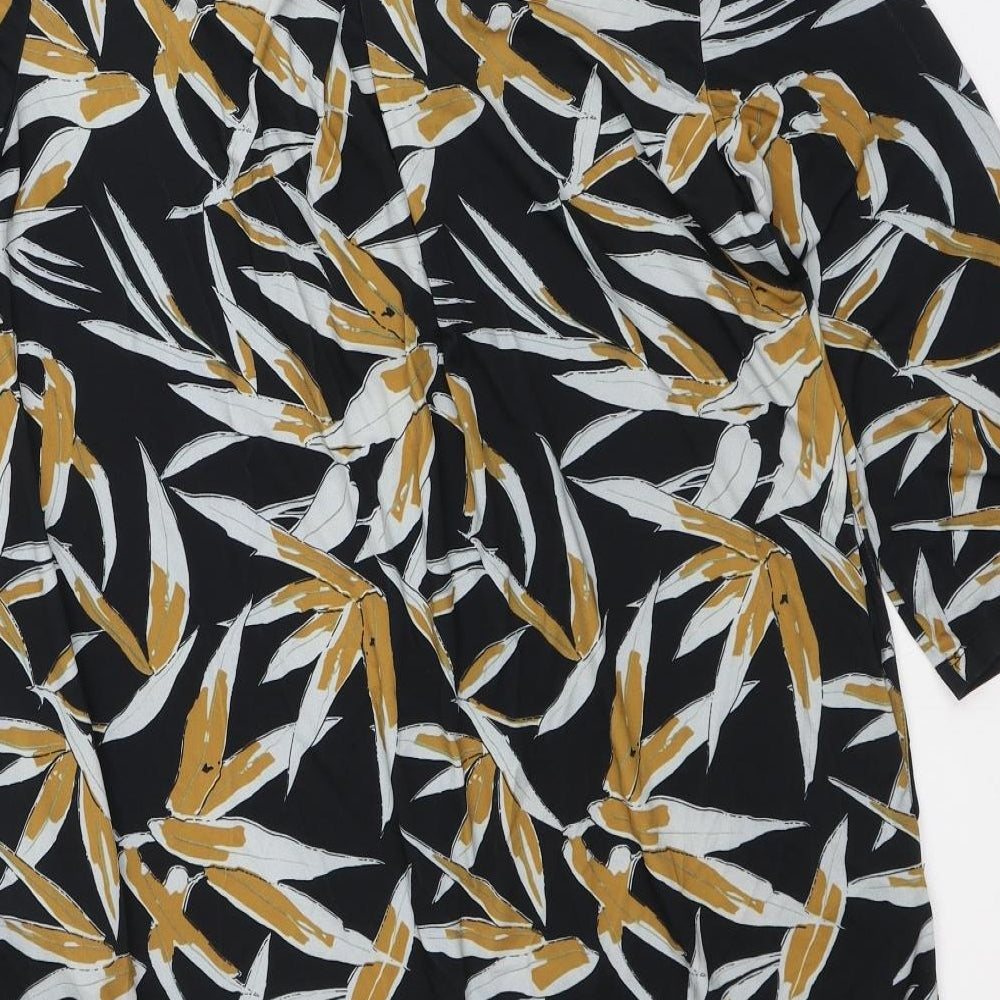 Together Womens Black Geometric Polyester T-Shirt Dress  Size 14  V-Neck