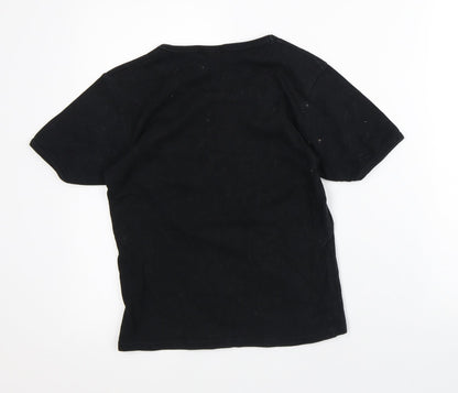 Ultratex Womens Black  100% Cotton Basic T-Shirt Size S Round Neck
