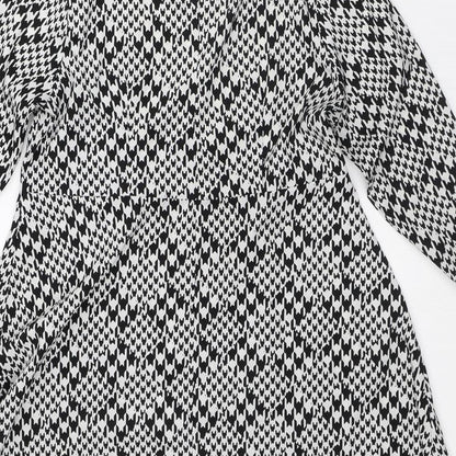 New Look Womens White Geometric Polyester A-Line  Size 12  Round Neck