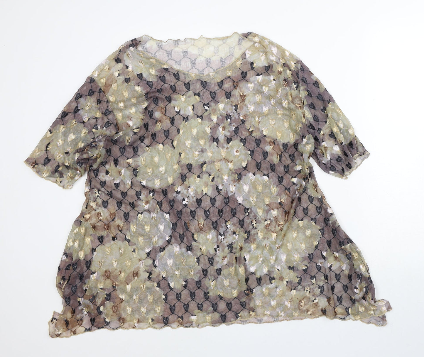Womens UK Size L Preworn Brown Tunic T-Shirt