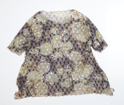 Womens UK Size L Preworn Brown Tunic T-Shirt