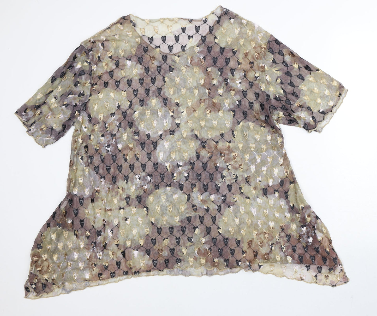 Womens UK Size L Preworn Brown Tunic T-Shirt