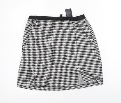 Divided Womens White Geometric Polyester A-Line Skirt Size M