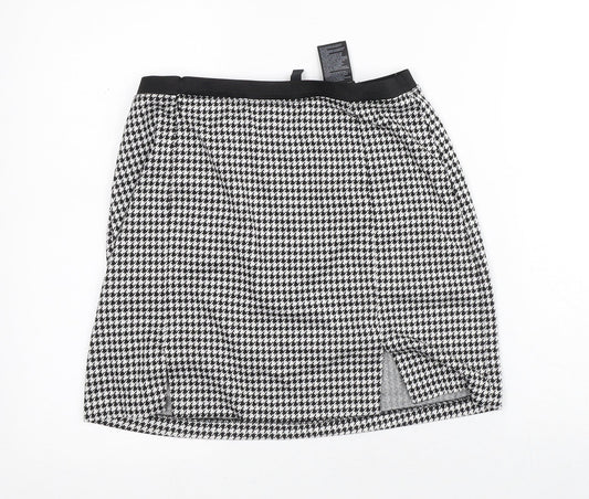 Divided Womens White Geometric Polyester A-Line Skirt Size M