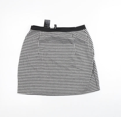 Divided Womens White Geometric Polyester A-Line Skirt Size M