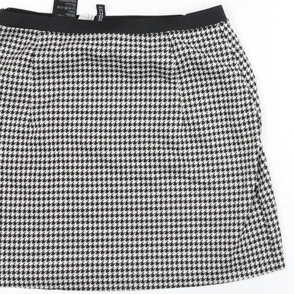 Divided Womens White Geometric Polyester A-Line Skirt Size M