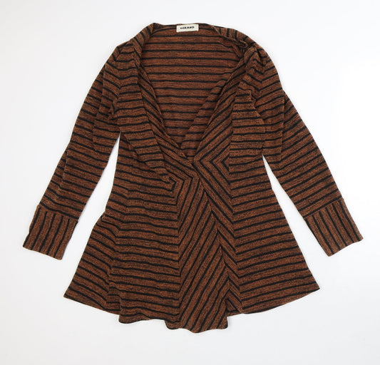 Gerard Womens Orange Round Neck Striped Polyester Cardigan Jumper Size M