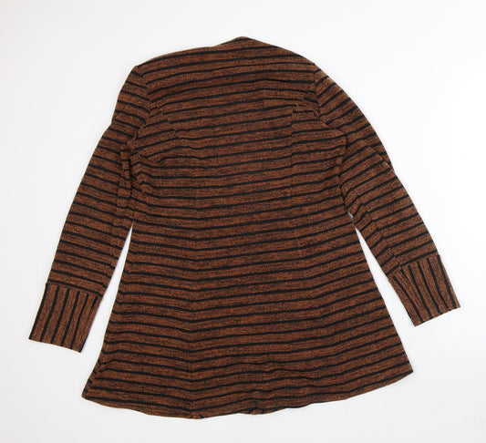 Gerard Womens Orange Round Neck Striped Polyester Cardigan Jumper Size M