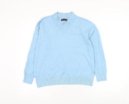 Marks and Spencer Womens Blue V-Neck  Viscose Pullover Jumper Size S
