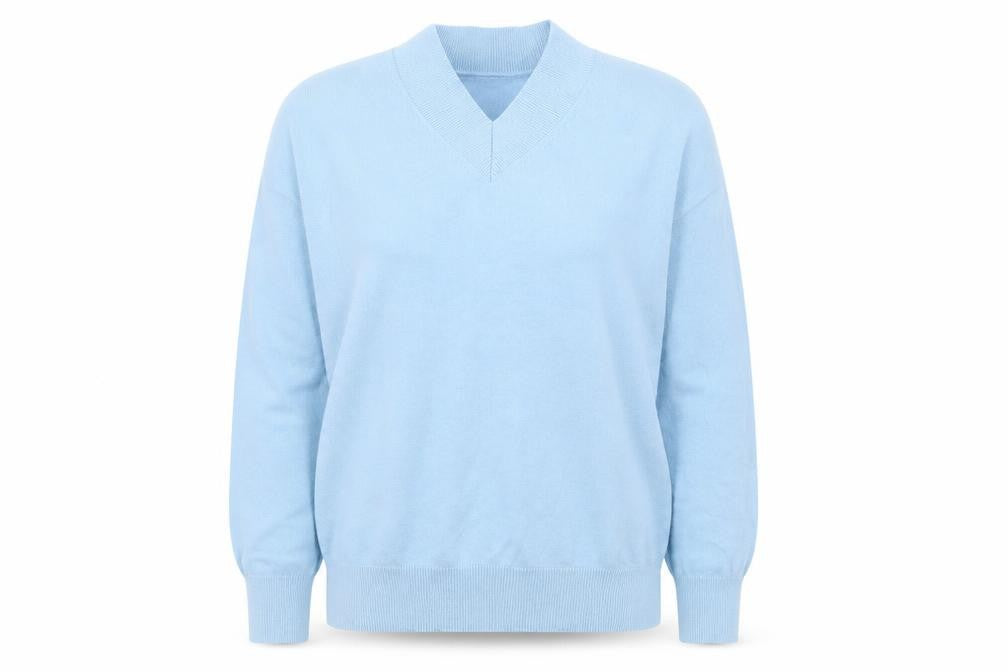 Marks and Spencer Womens Blue V-Neck  Viscose Pullover Jumper Size S
