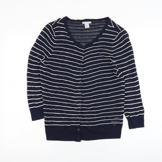 Womens UK Size M H&M Blue Cardigan Jumper