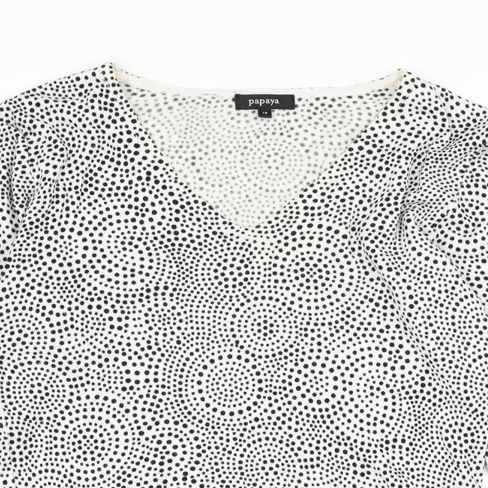 Womens UK Size 12 Papaya White Pullover Jumper