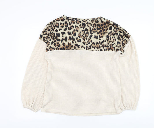 SheIn Womens Brown Round Neck  Polyester Pullover Jumper Size 10