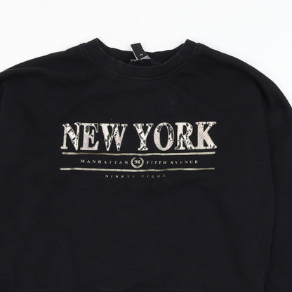 New Look Womens Black  Cotton Pullover Sweatshirt Size 8  Pullover - New York