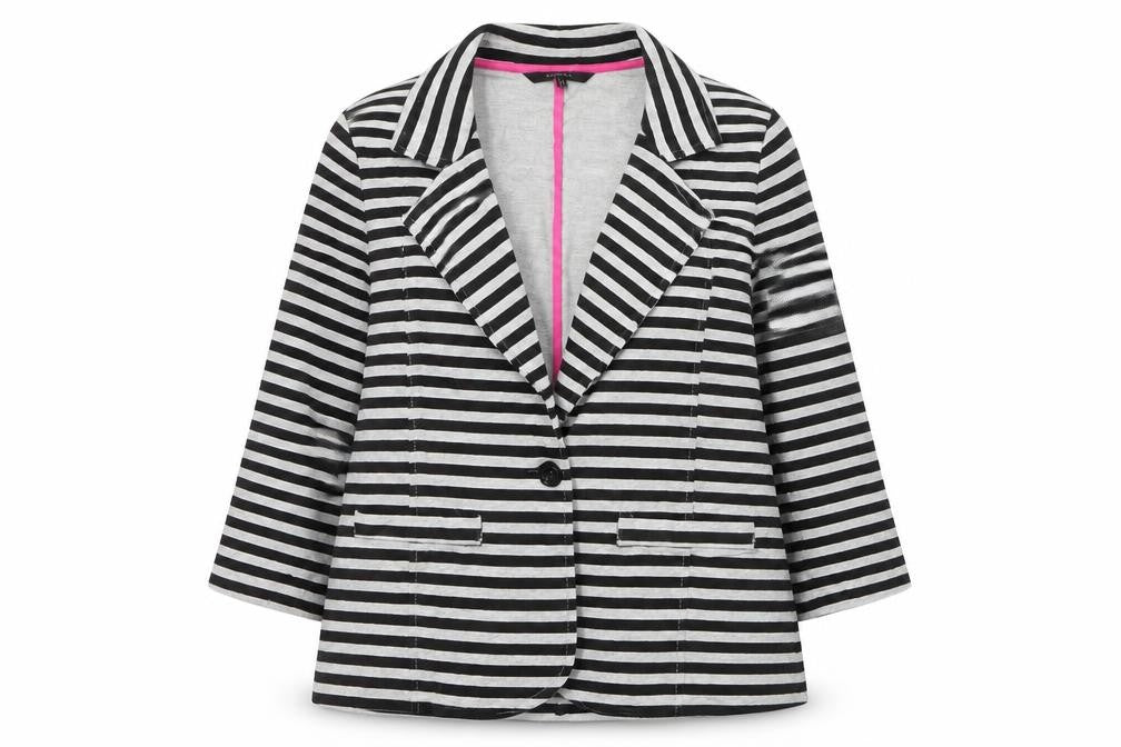 Dunnes Womens Grey Striped  Jacket Blazer Size 14  Button