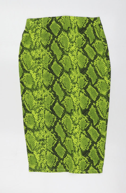 F&F Womens Green Animal Print Viscose A-Line Skirt Size 8