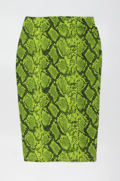 F&F Womens Green Animal Print Viscose A-Line Skirt Size 8