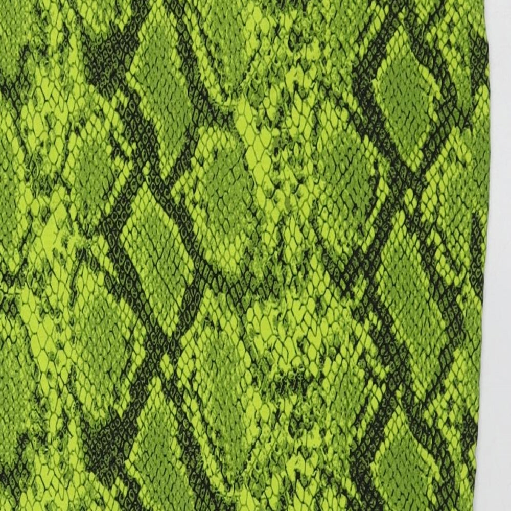 F&F Womens Green Animal Print Viscose A-Line Skirt Size 8