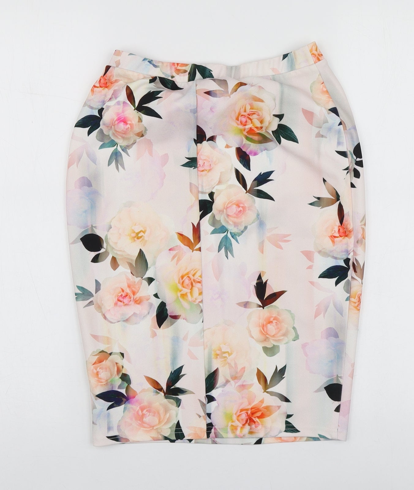 New Look Womens Pink Floral Polyester A-Line Skirt Size 8