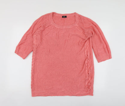 F&F Womens Pink Round Neck  Acrylic Pullover Jumper Size 18