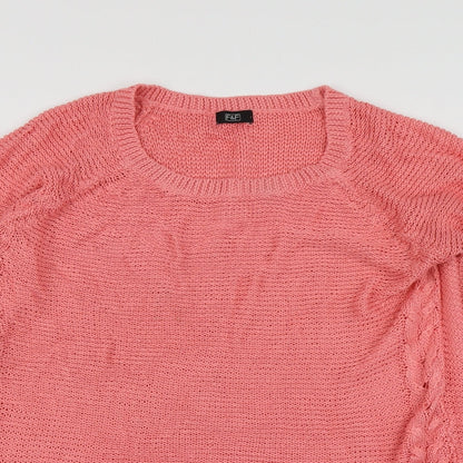F&F Womens Pink Round Neck  Acrylic Pullover Jumper Size 18