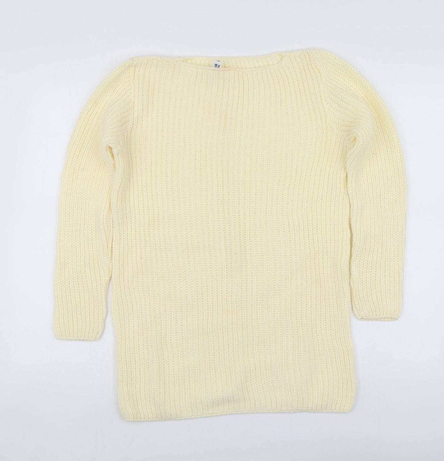 Just Paolo Womens Yellow Round Neck  Acrylic Pullover Jumper Size S