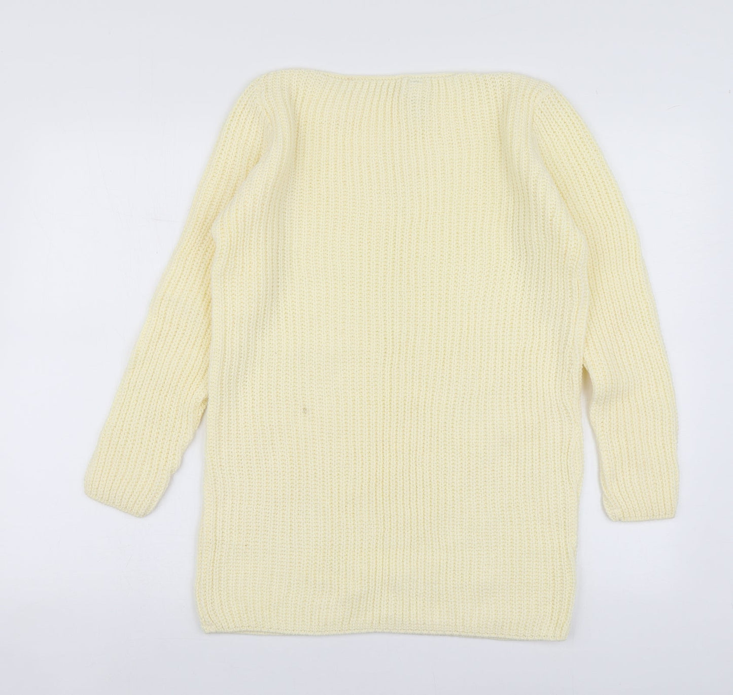 Just Paolo Womens Yellow Round Neck  Acrylic Pullover Jumper Size S