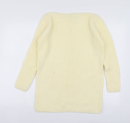 Just Paolo Womens Yellow Round Neck  Acrylic Pullover Jumper Size S