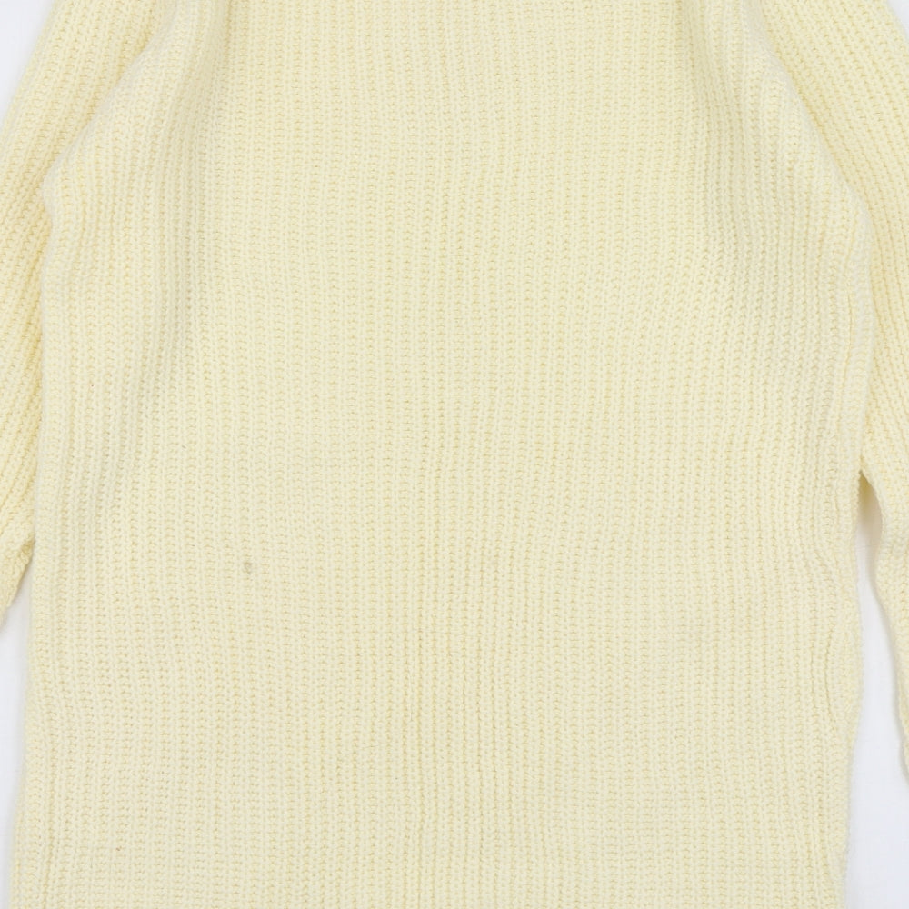 Just Paolo Womens Yellow Round Neck  Acrylic Pullover Jumper Size S
