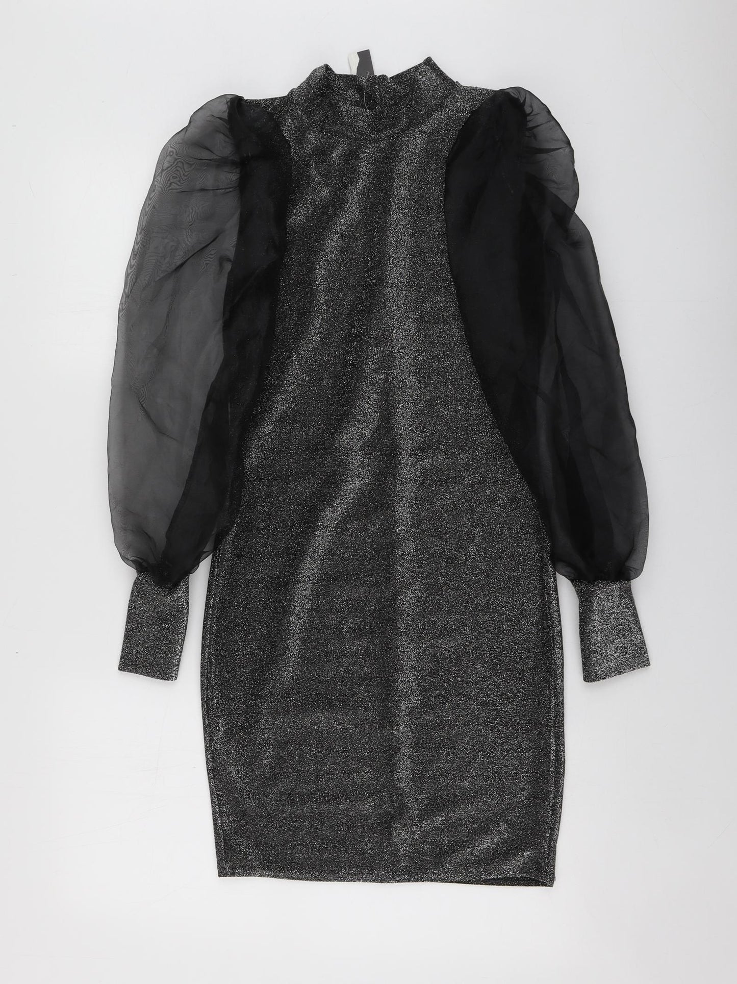 Ayanapa Womens Silver  Polyester A-Line  Size S  High Neck