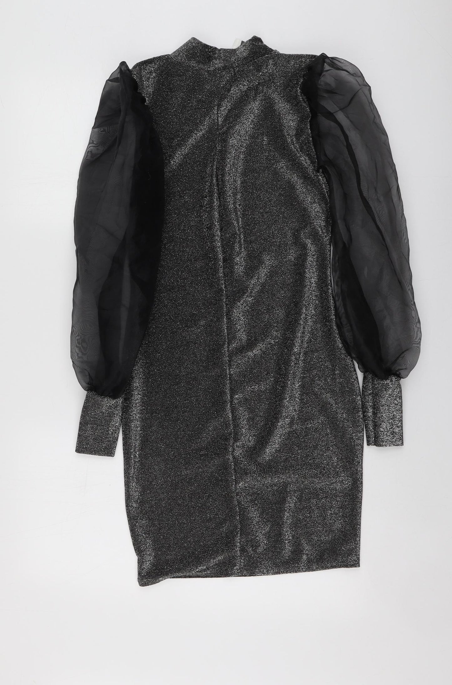 Ayanapa Womens Silver  Polyester A-Line  Size S  High Neck