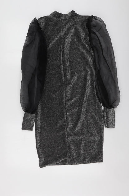 Ayanapa Womens Silver  Polyester A-Line  Size S  High Neck