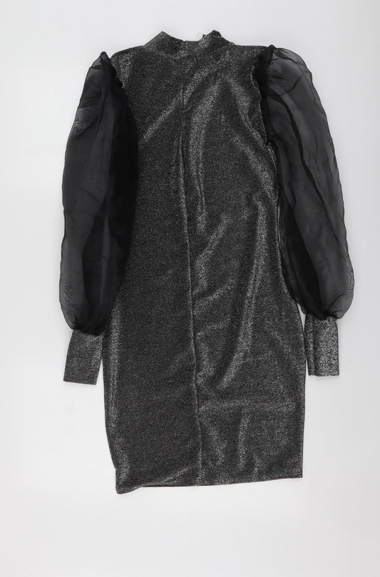 Ayanapa Womens Silver  Polyester A-Line  Size S  High Neck