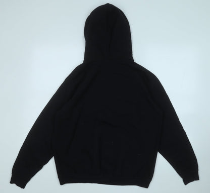 Fruit of the Loom Girls Black  Cotton Pullover Hoodie Size 14-15 Years   - Love Heart