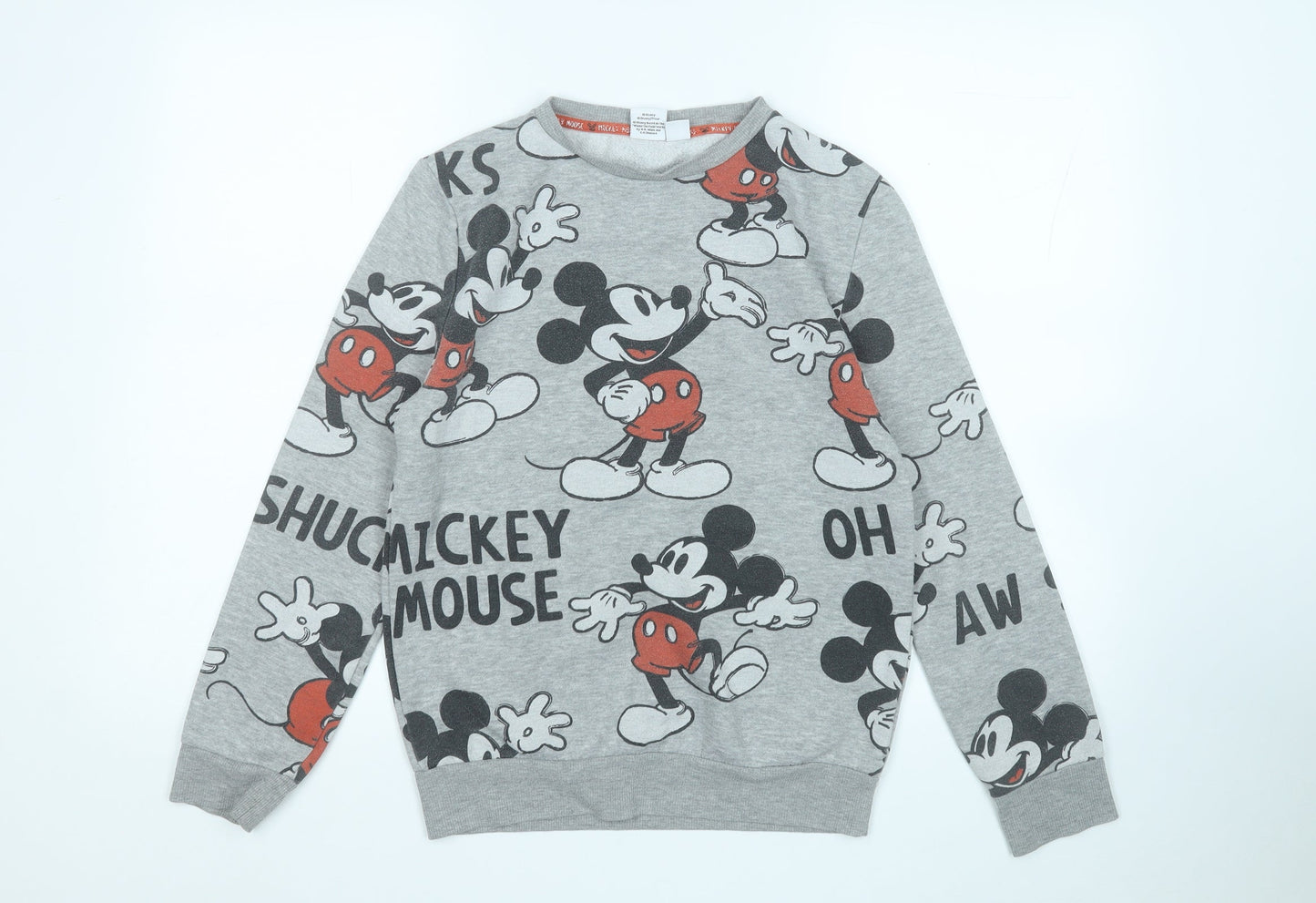 Primark Womens Grey Geometric Cotton Pullover Sweatshirt Size 4   - Mickey Mouse
