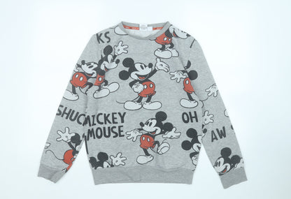 Primark Womens Grey Geometric Cotton Pullover Sweatshirt Size 4   - Mickey Mouse
