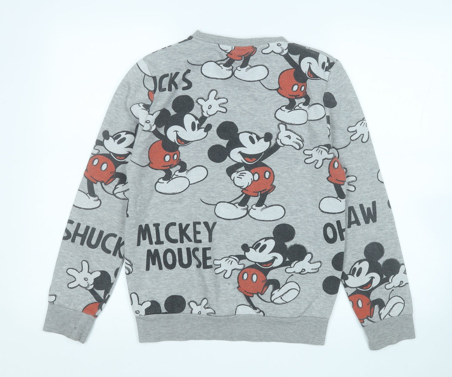 Primark Womens Grey Geometric Cotton Pullover Sweatshirt Size 4   - Mickey Mouse