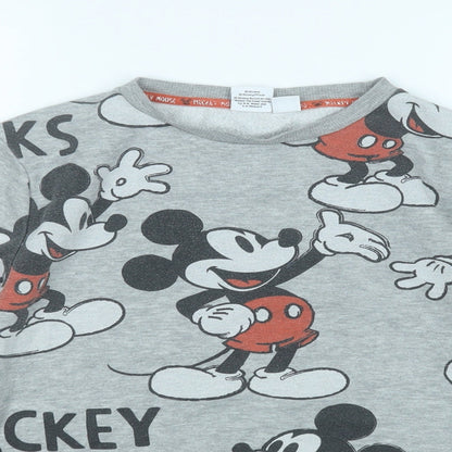 Primark Womens Grey Geometric Cotton Pullover Sweatshirt Size 4   - Mickey Mouse