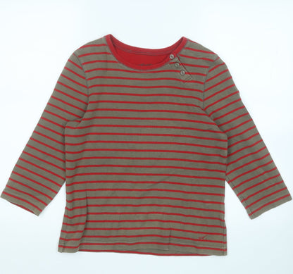 DASH Womens Brown Round Neck Striped Cotton Pullover Jumper Size 10
