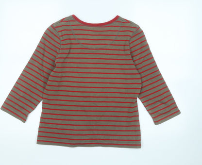 DASH Womens Brown Round Neck Striped Cotton Pullover Jumper Size 10