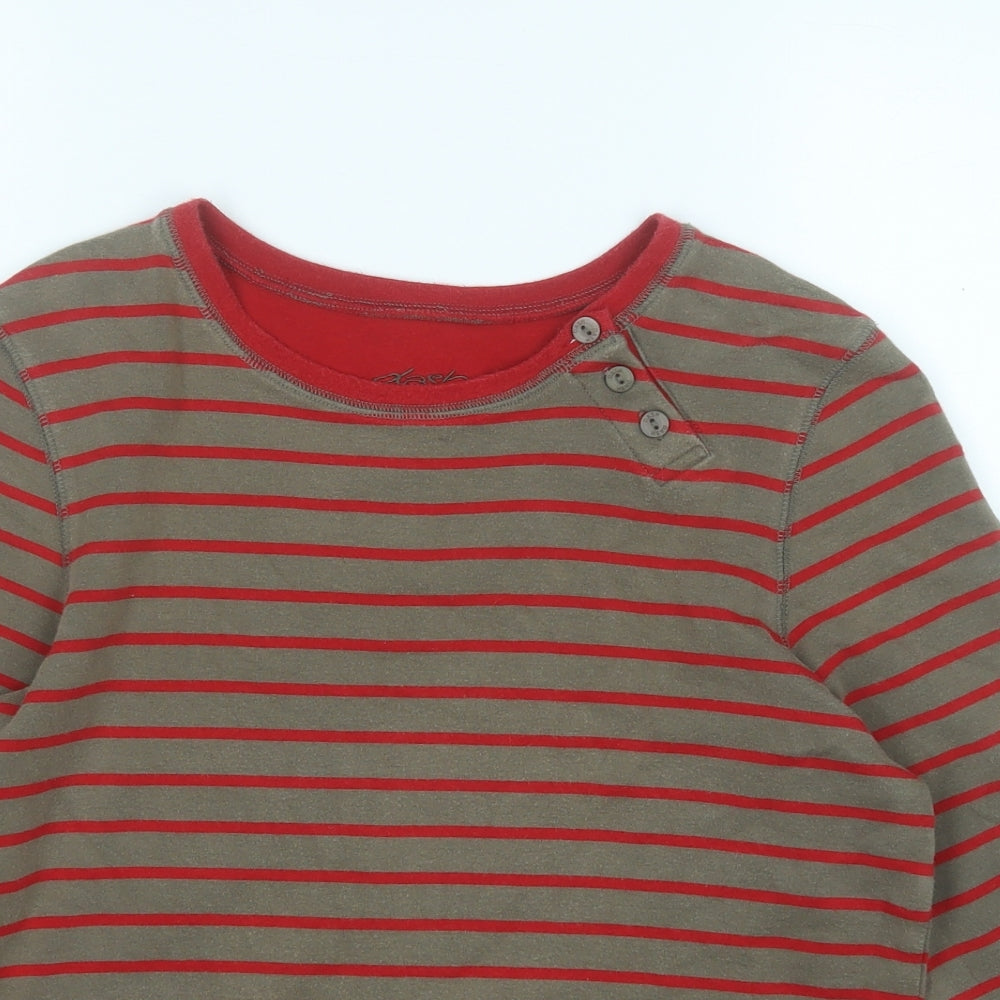 DASH Womens Brown Round Neck Striped Cotton Pullover Jumper Size 10